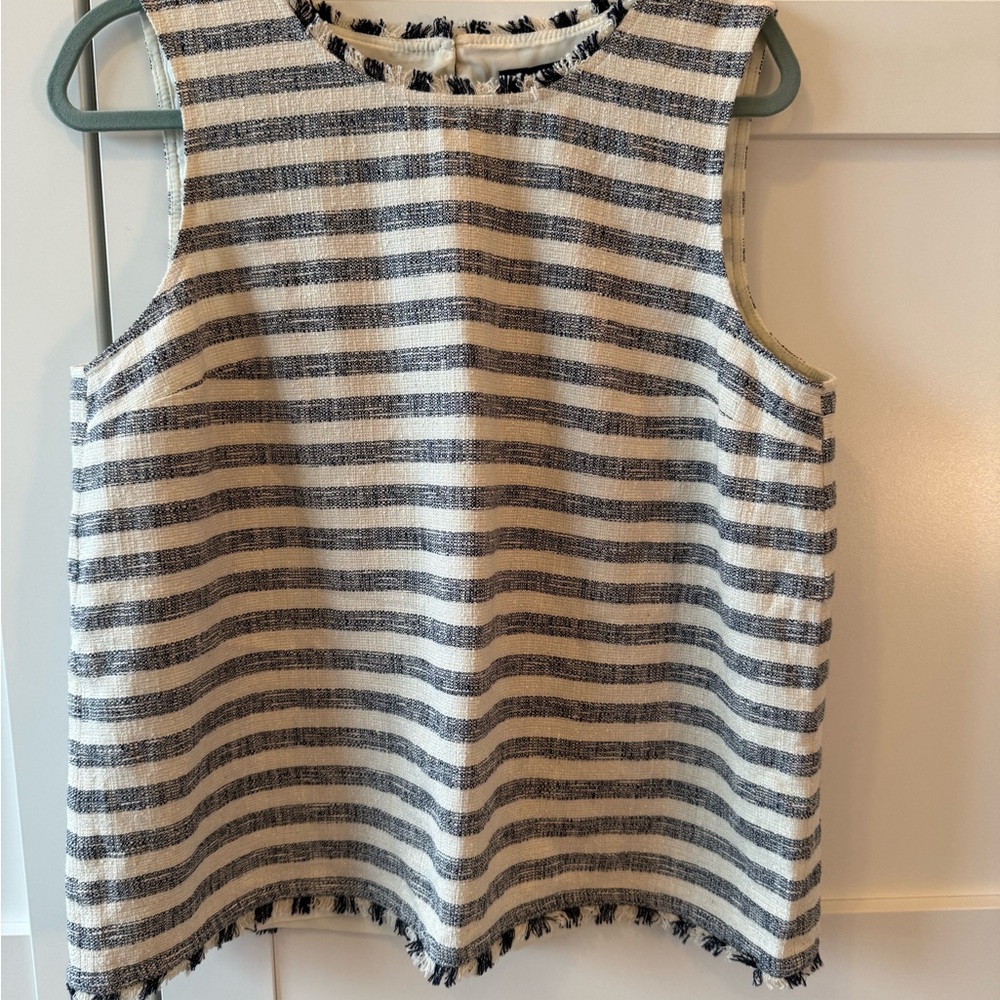 Banana Republic Navy and Cream Striped Tank Top